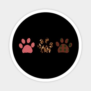 Leopard and plaid pattern paw print Magnet